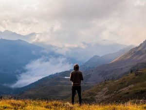 Standing on Mountain Top With The Scenic View